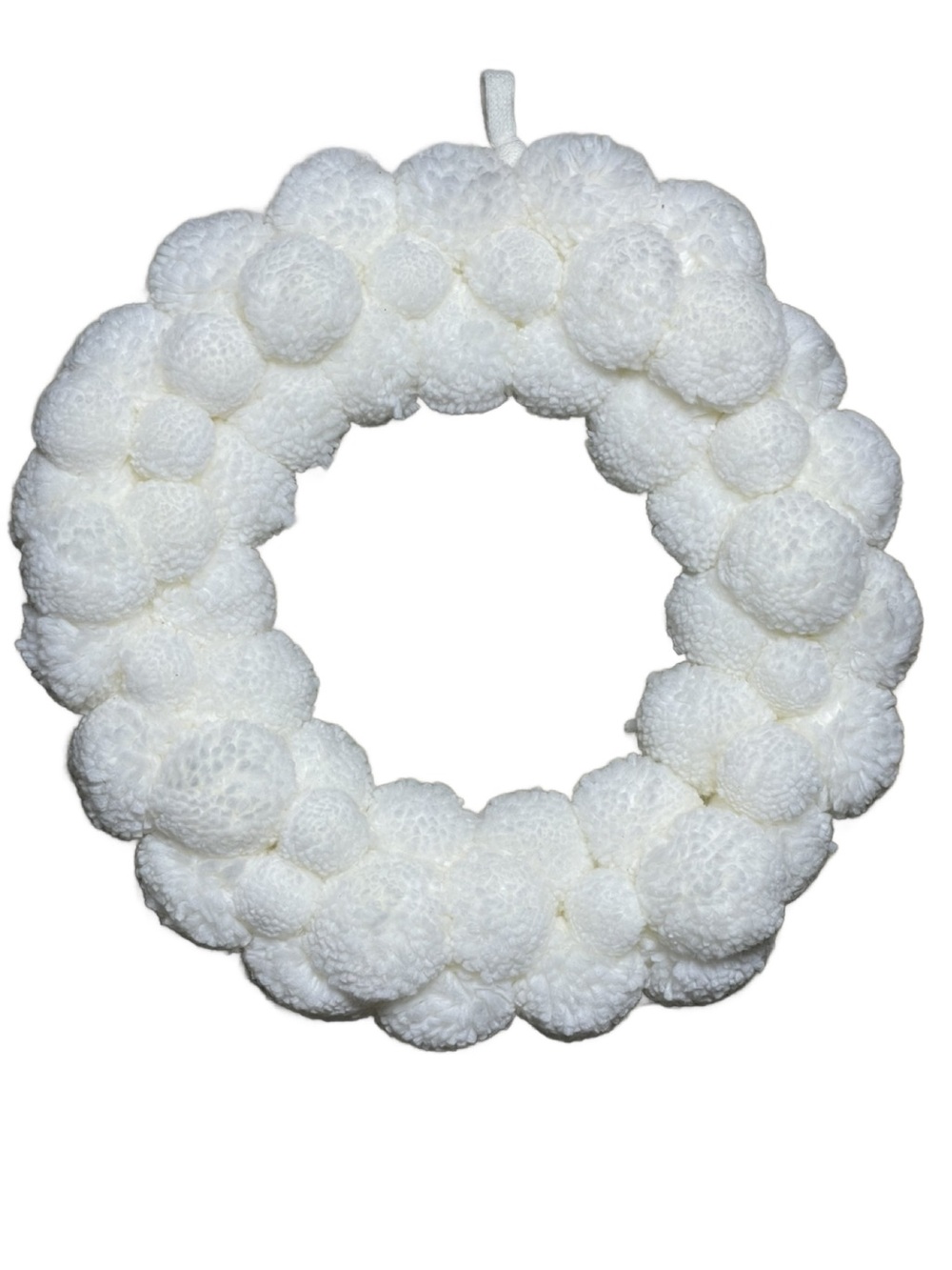 White Pom-Pom Knit Christmas Wreath – 14” x 14”